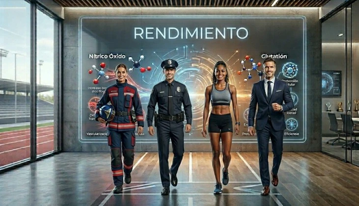 Bombero, policía, atleta y ejecutivo representando el rendimiento físico y mental