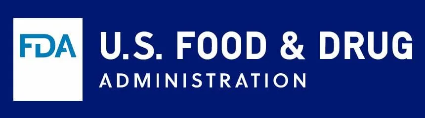 Logo de la FDA, indicando que los productos cumplen con normas de seguridad y regulación de alimentos y suplementos en Estados Unidos