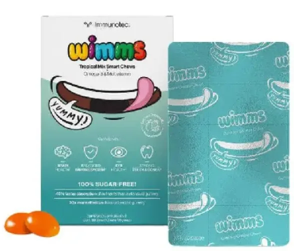 Caja de Wimms, gominolas con omega-3 y vitaminas para niños